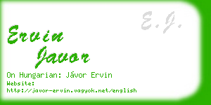 ervin javor business card
