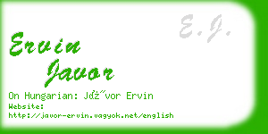 ervin javor business card